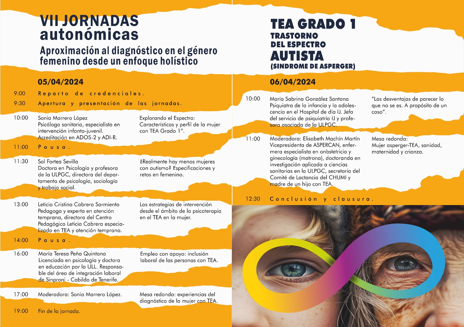 Cartel programa jornadas de formación "Trastorno del Espectro Autista grado 1 ( Síndrome de Asperger)